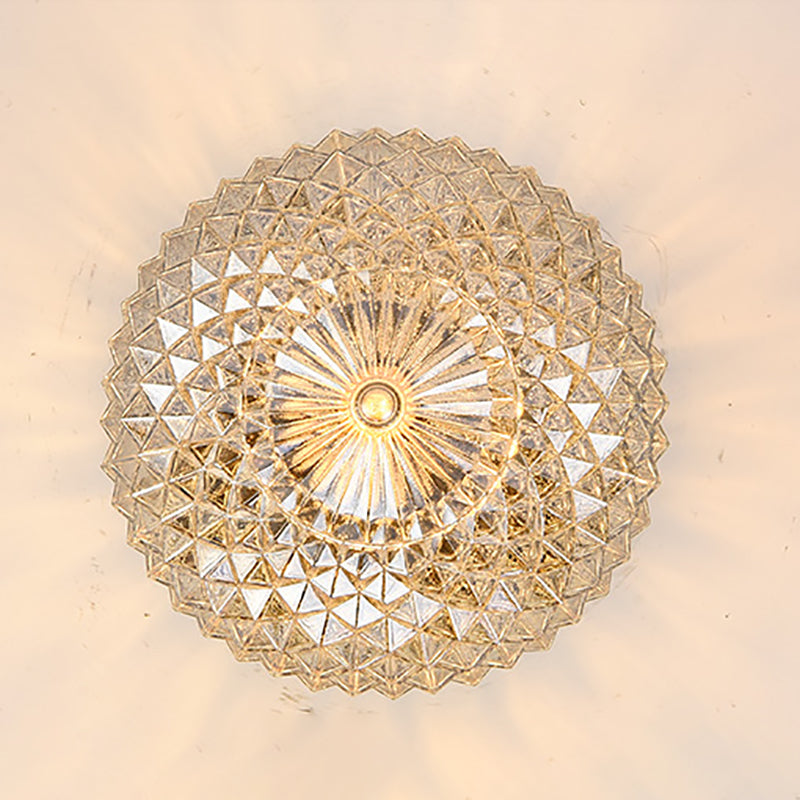 Glass Shade Ceiling Lamp Simplistic Aisle Brass Ceiling Mounted Light