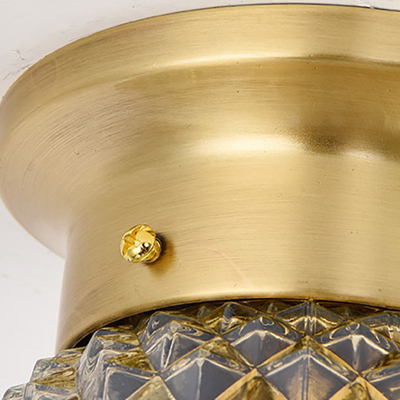 Glass Shade Ceiling Lamp Simplistic Aisle Brass Ceiling Mounted Light