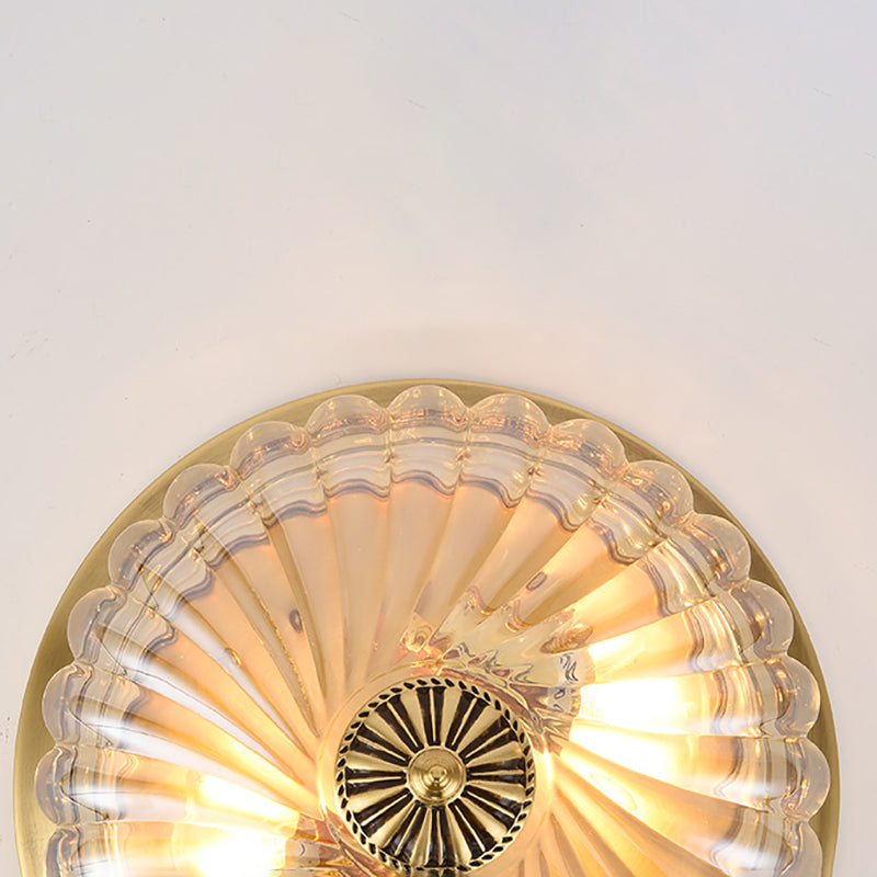 Glass Shade Ceiling Lamp Simplistic Aisle Brass Ceiling Mounted Light
