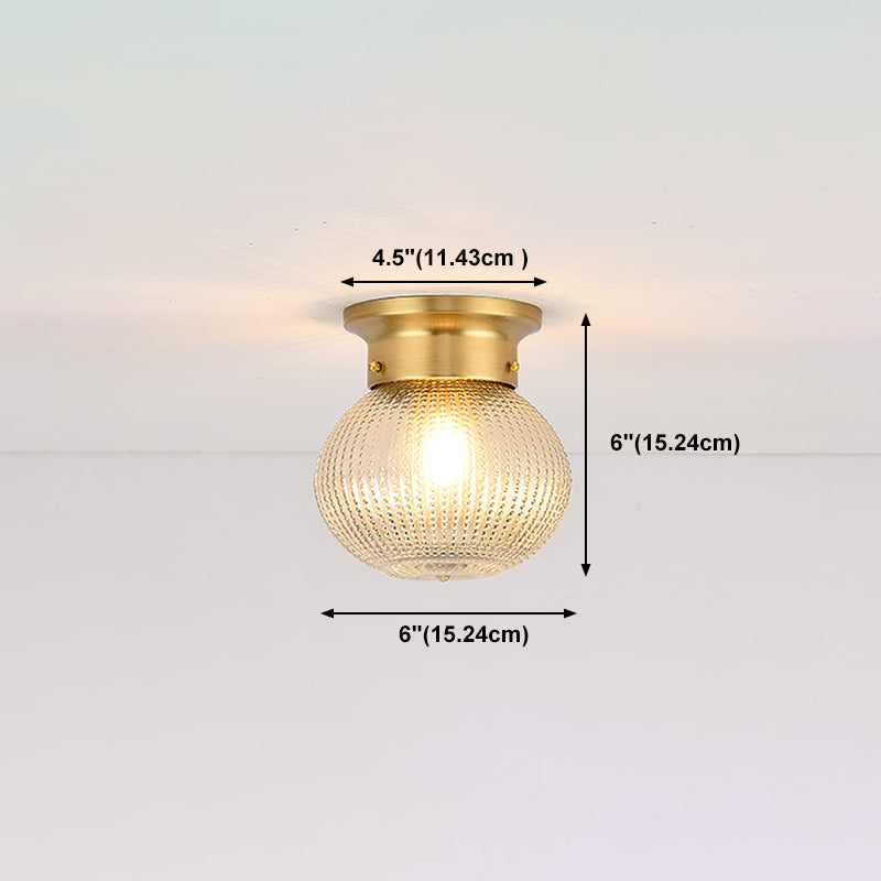 Glass Shade Ceiling Lamp Simplistic Aisle Brass Ceiling Mounted Light