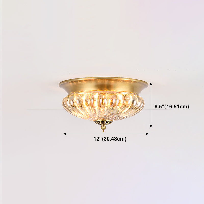 Glass Shade Ceiling Lamp Simplistic Aisle Brass Ceiling Mounted Light