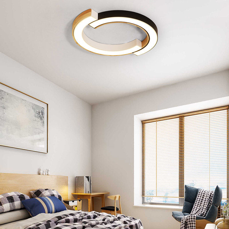 Wooden Flush Mount Ceiling Lighting Fixture Modern LED Ceiling Light for Dining Room