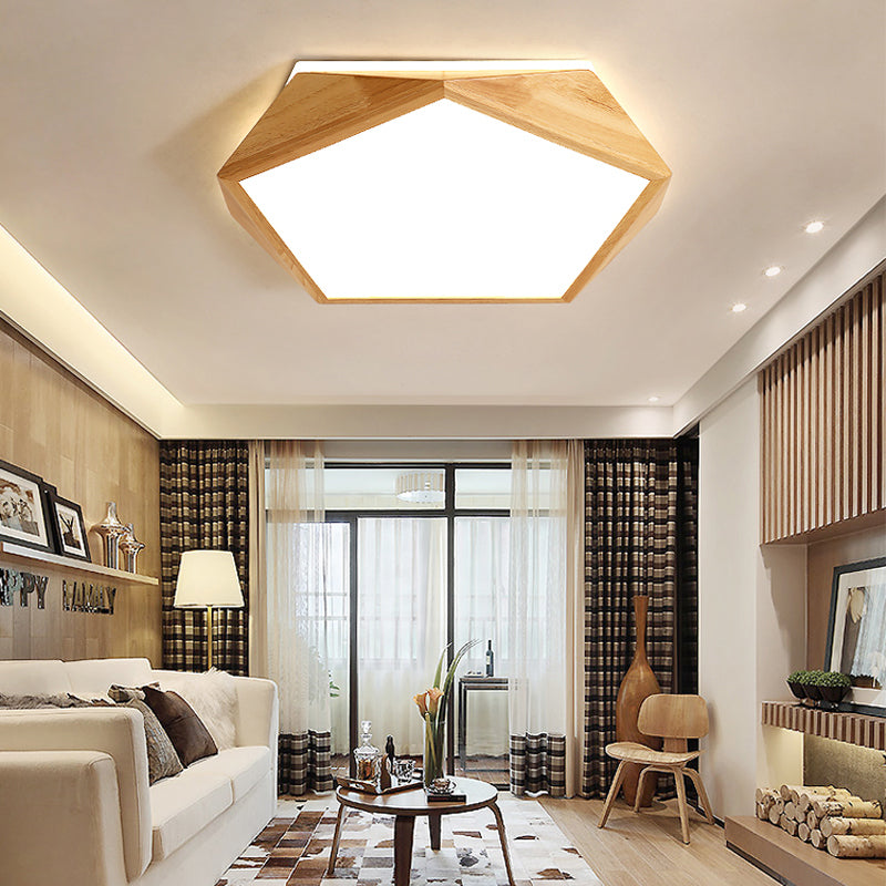 Wooden Flush Mount Ceiling Lighting Fixture Modern LED Ceiling Light for Bedroom