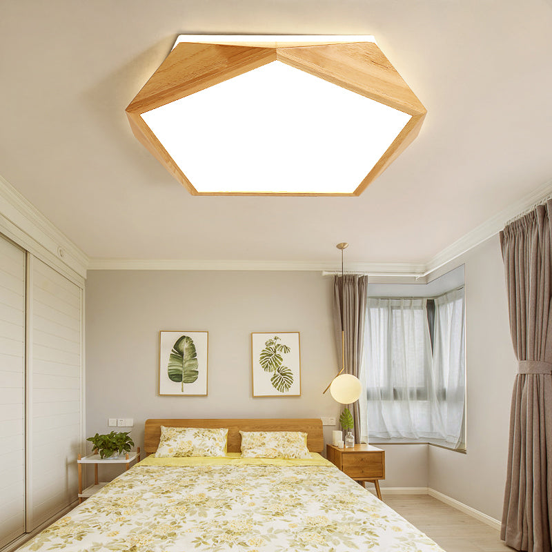 Wooden Flush Mount Ceiling Lighting Fixture Modern LED Ceiling Light for Bedroom