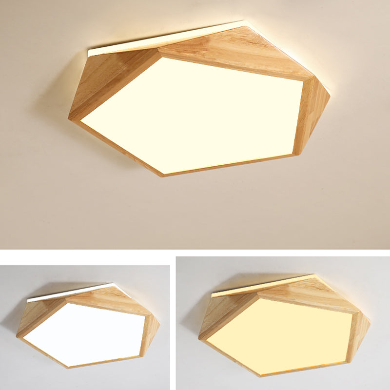 Wooden Flush Mount Ceiling Lighting Fixture Modern LED Ceiling Light for Bedroom