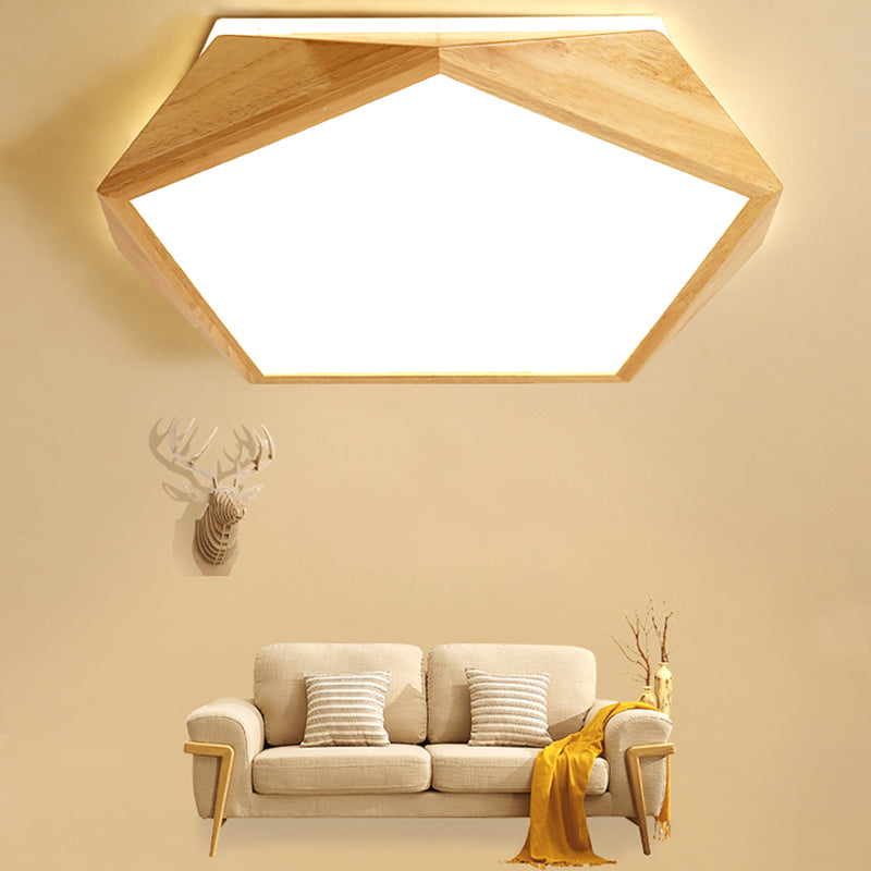 Wooden Flush Mount Ceiling Lighting Fixture Modern LED Ceiling Light for Bedroom