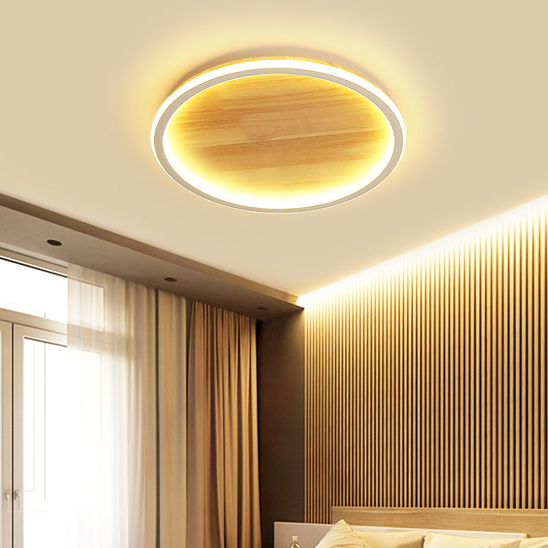 Ring Modern Flush Ceiling Light Fixtures Wooden Ceiling Mounted Light for Bedroom