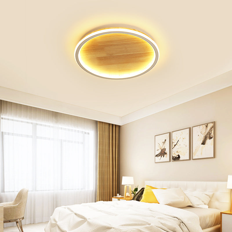 Ring Modern Flush Ceiling Light Fixtures Wooden Ceiling Mounted Light for Bedroom