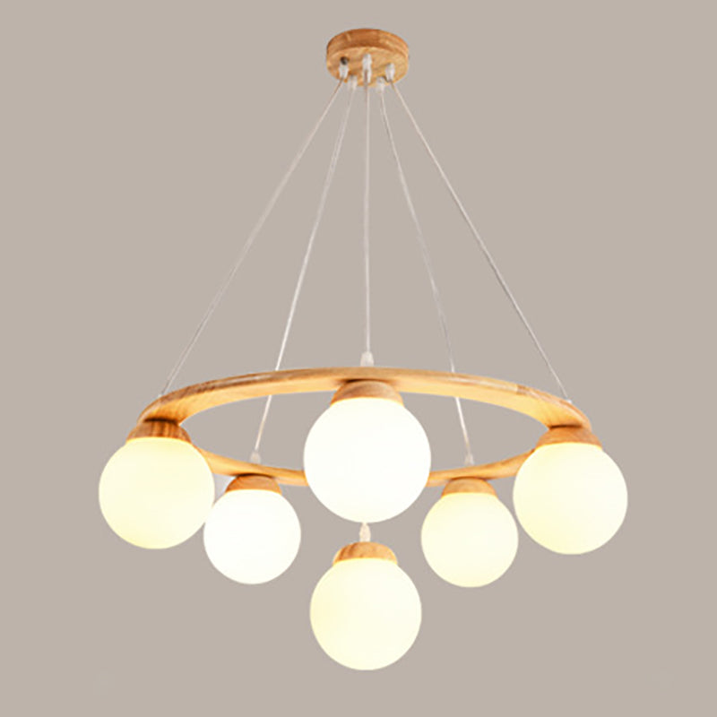 Modern Glass Chandelier Light Fixtures Cafe Restaurant Hanging Chandelier with Wood