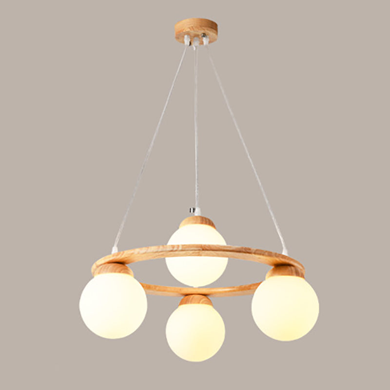 Modern Glass Chandelier Light Fixtures Cafe Restaurant Hanging Chandelier with Wood