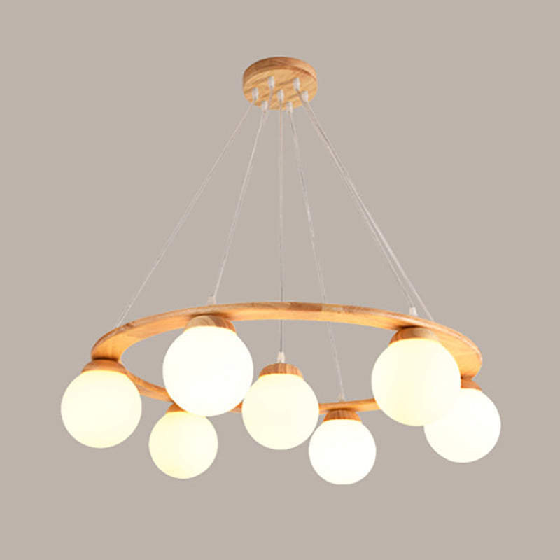 Modern Glass Chandelier Light Fixtures Cafe Restaurant Hanging Chandelier with Wood