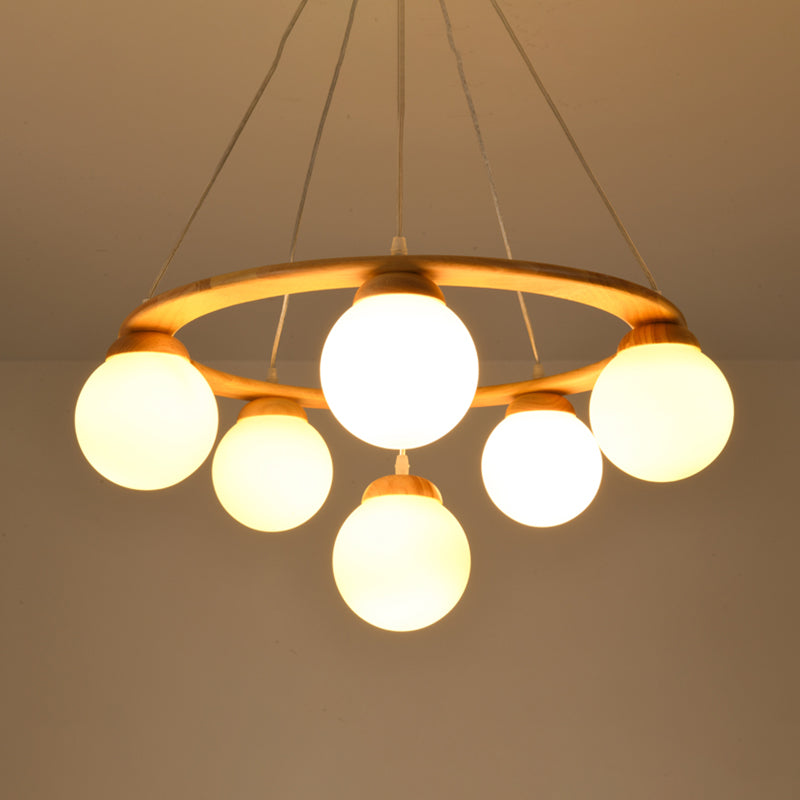 Modern Glass Chandelier Light Fixtures Cafe Restaurant Hanging Chandelier with Wood