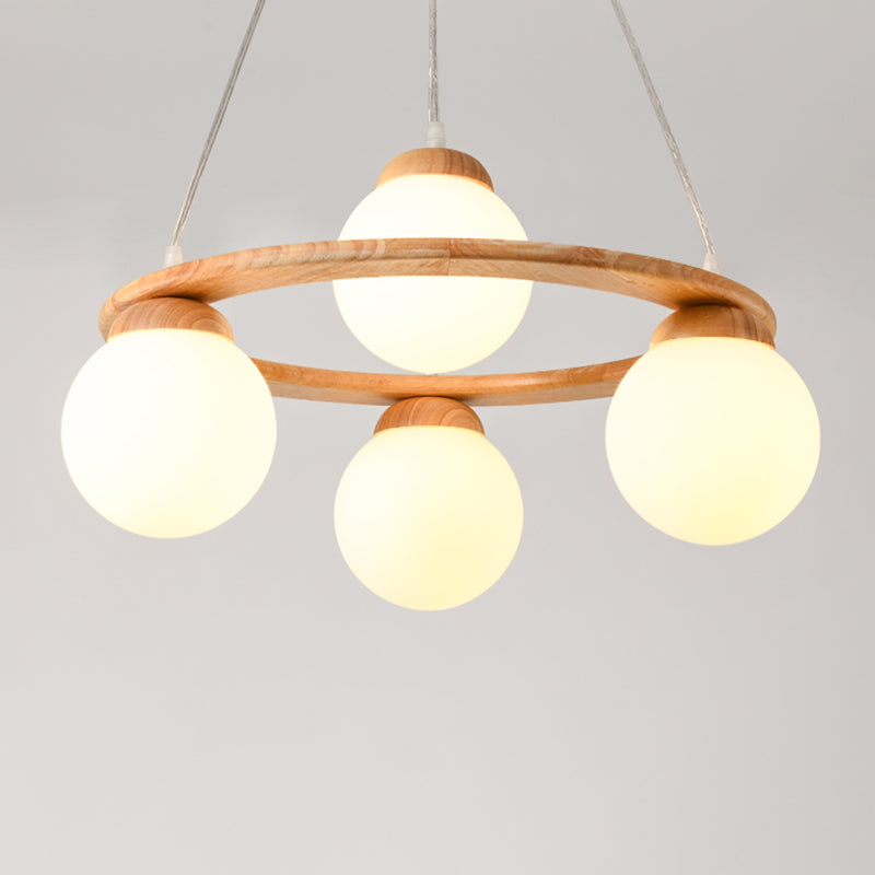 Modern Glass Chandelier Light Fixtures Cafe Restaurant Hanging Chandelier with Wood