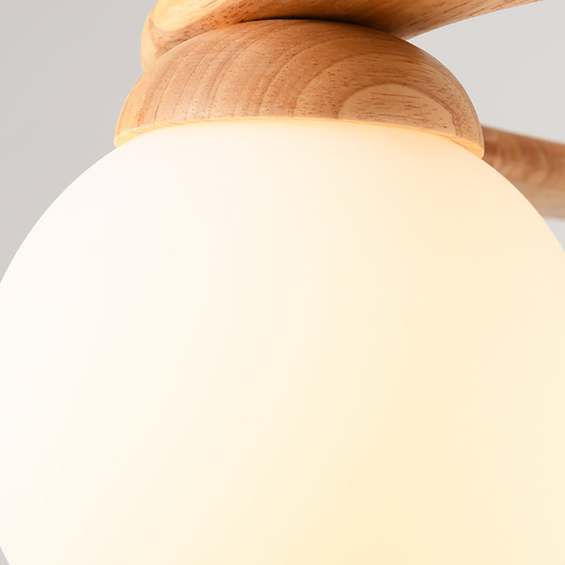 Modern Glass Chandelier Light Fixtures Cafe Restaurant Hanging Chandelier with Wood