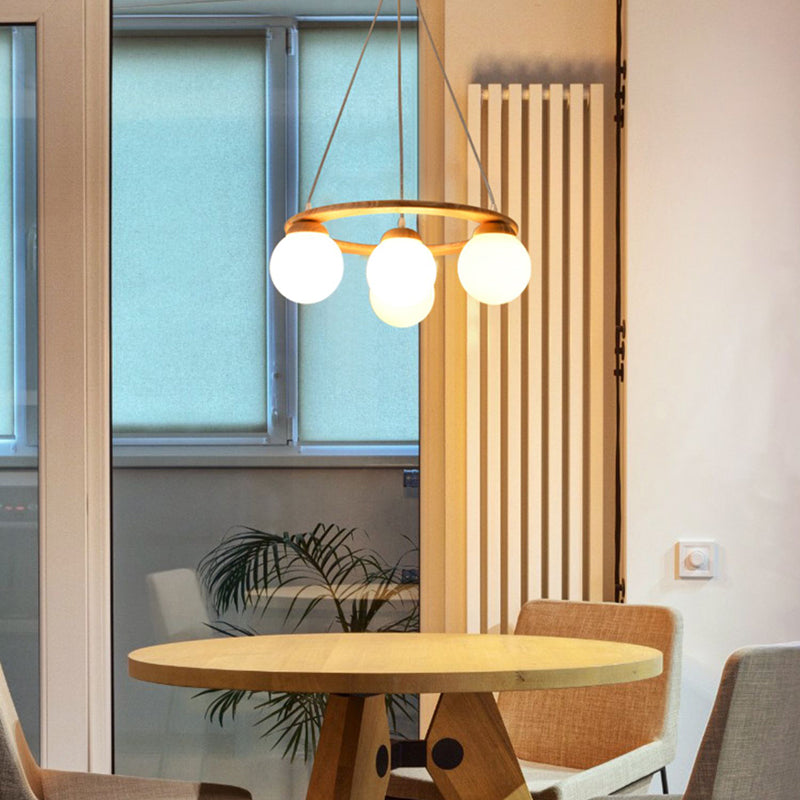 Modern Glass Chandelier Light Fixtures Cafe Restaurant Hanging Chandelier with Wood