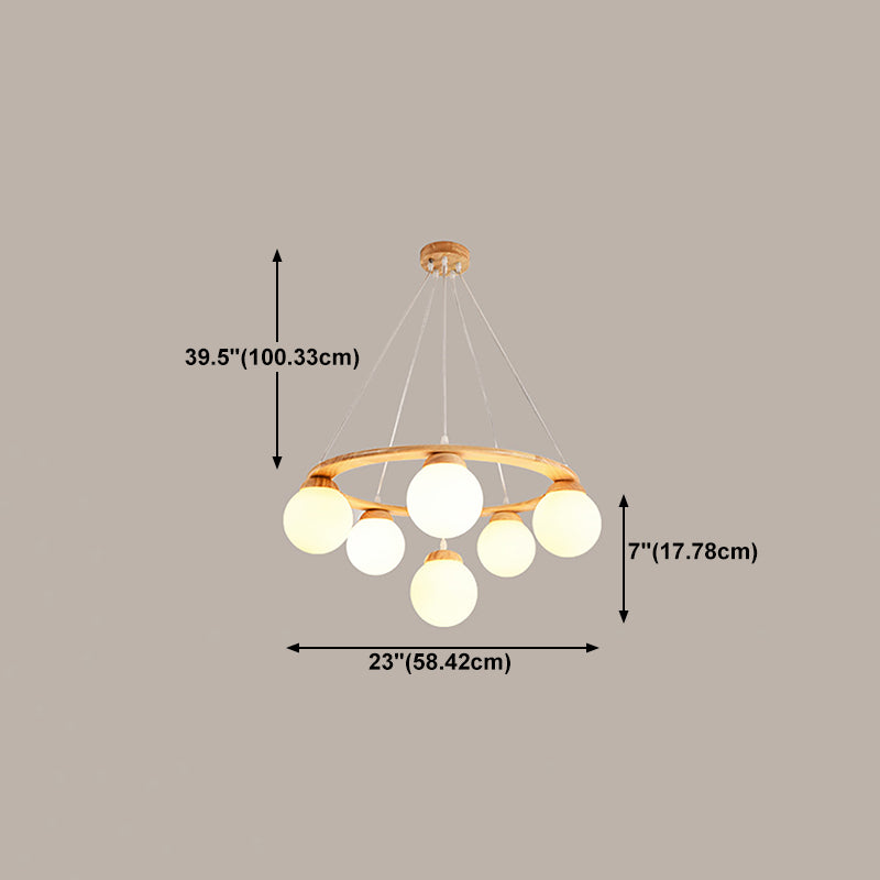 Modern Glass Chandelier Light Fixtures Cafe Restaurant Hanging Chandelier with Wood