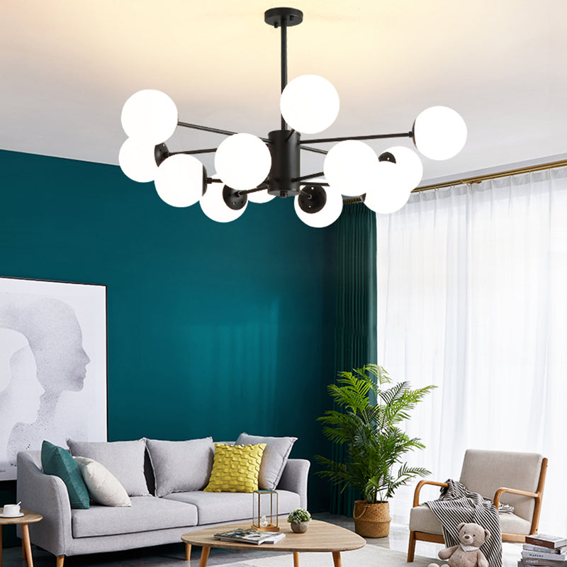 Modern Glass Chandelier Light Fixtures Cafe Restaurant Black Hanging Chandelier