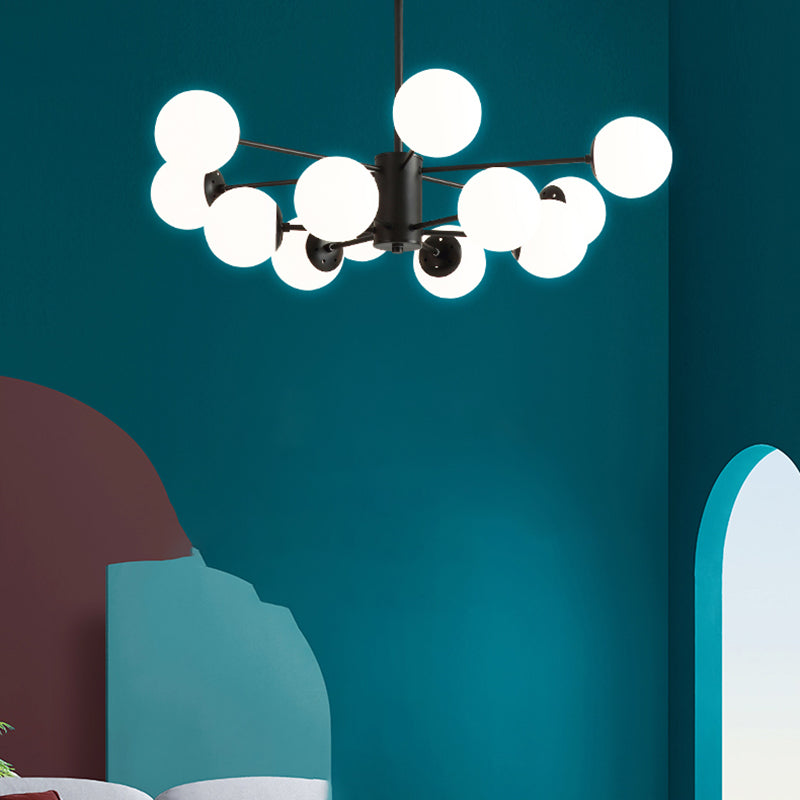 Modern Glass Chandelier Light Fixtures Cafe Restaurant Black Hanging Chandelier