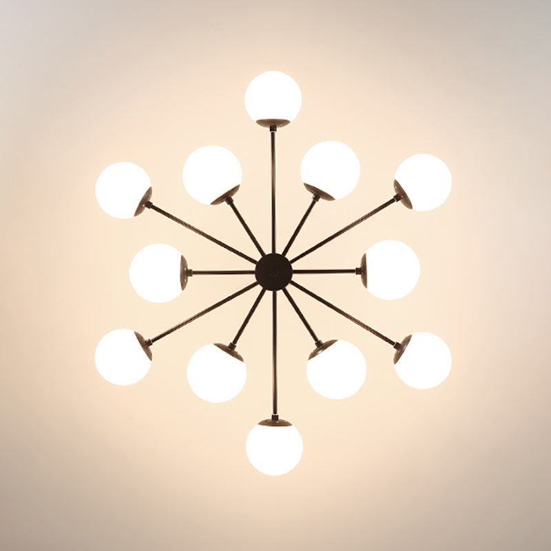 Modern Glass Chandelier Light Fixtures Cafe Restaurant Black Hanging Chandelier