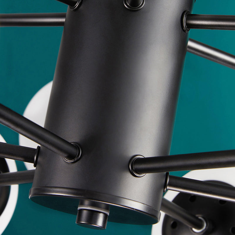 Modern Glass Chandelier Light Fixtures Cafe Restaurant Black Hanging Chandelier