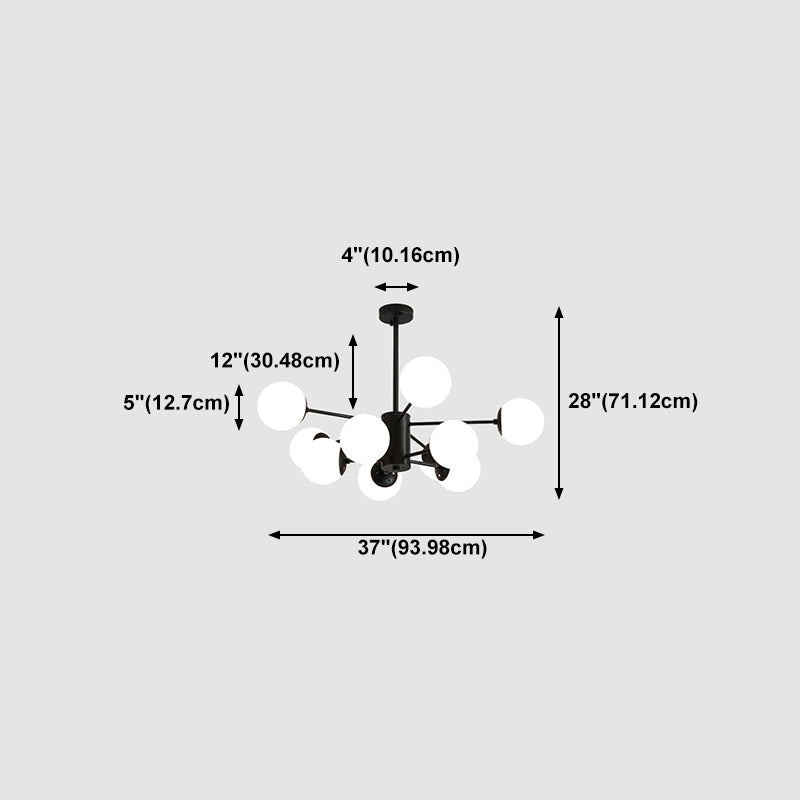 Modern Glass Chandelier Light Fixtures Cafe Restaurant Black Hanging Chandelier