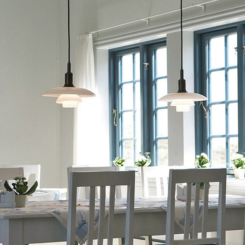 Assayeur d'éclairage pendentif en verre blanc léger en verre blanc clair