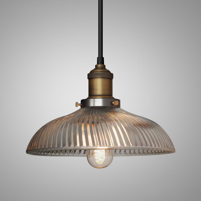 Glass Shaded Dining Room Pendant Lighting Industrial 1 Head Brass Suspension Light