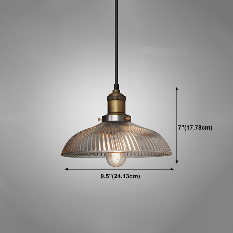 Glass Shaded Dining Room Pendant Lighting Industrial 1 Head Brass Suspension Light