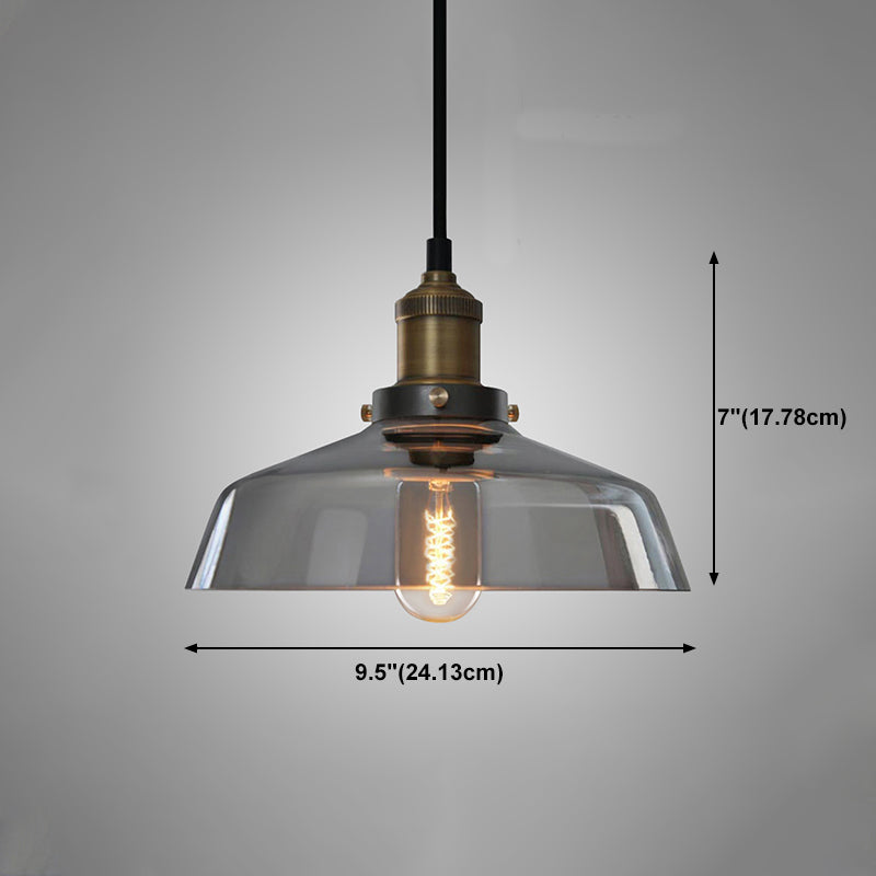 Glass Shaded Dining Room Pendant Lighting Industrial 1 Head Brass Suspension Light
