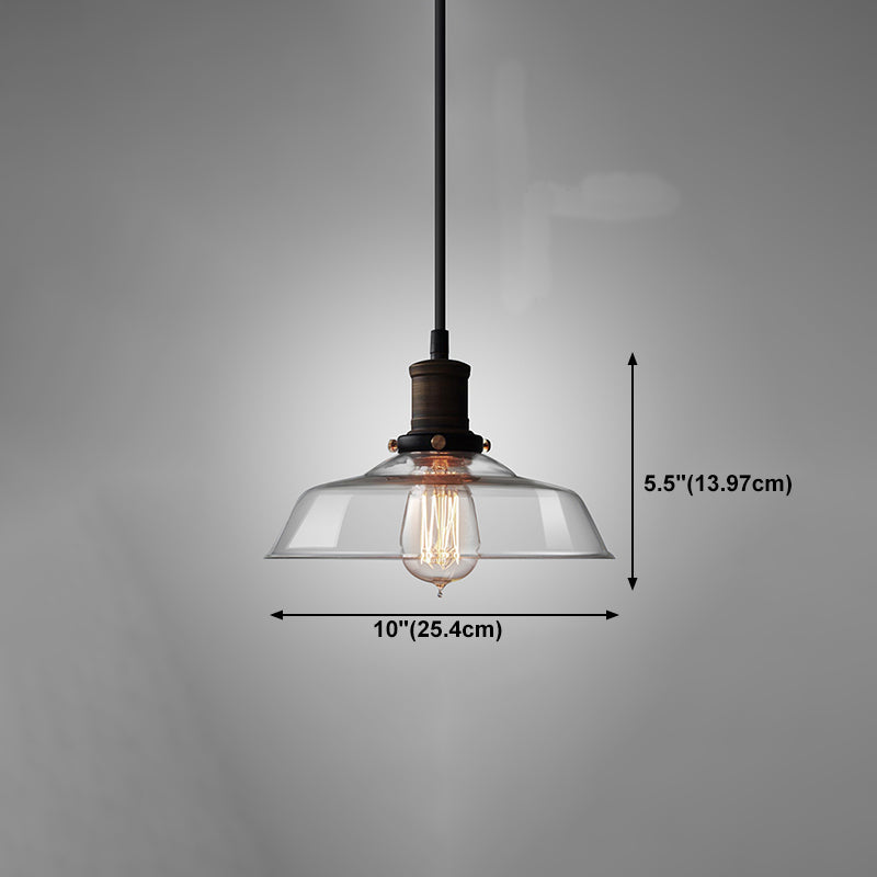 Glass Shaded Dining Room Pendant Lighting Industrial 1 Head Brass Suspension Light