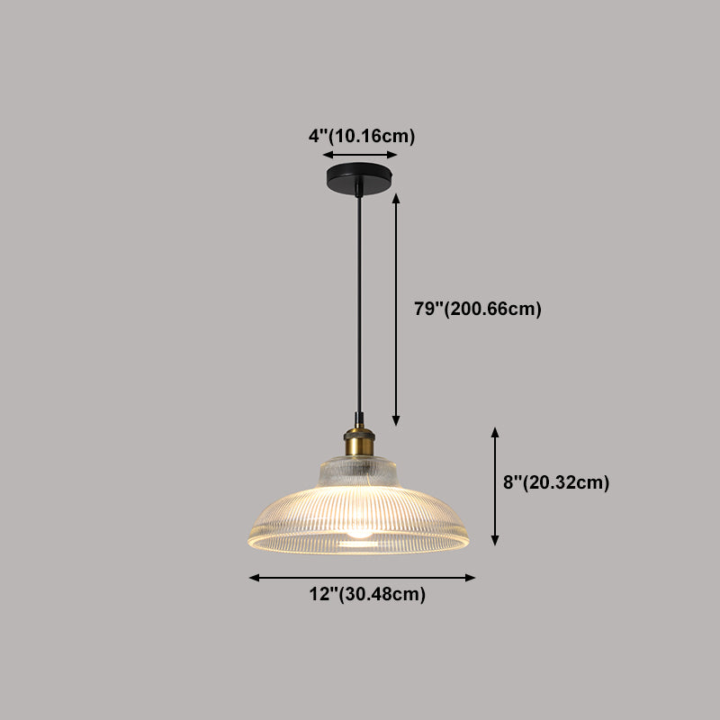 1-Light Drop Lamp Vintage Brass Glass Shaded Restaurant Suspension Pendant Light