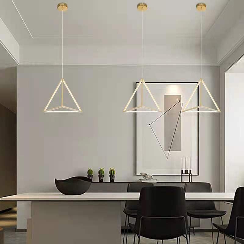 Lampe à suspension géométrique nordique Aluminium Salon LED Pendard Lightture en or