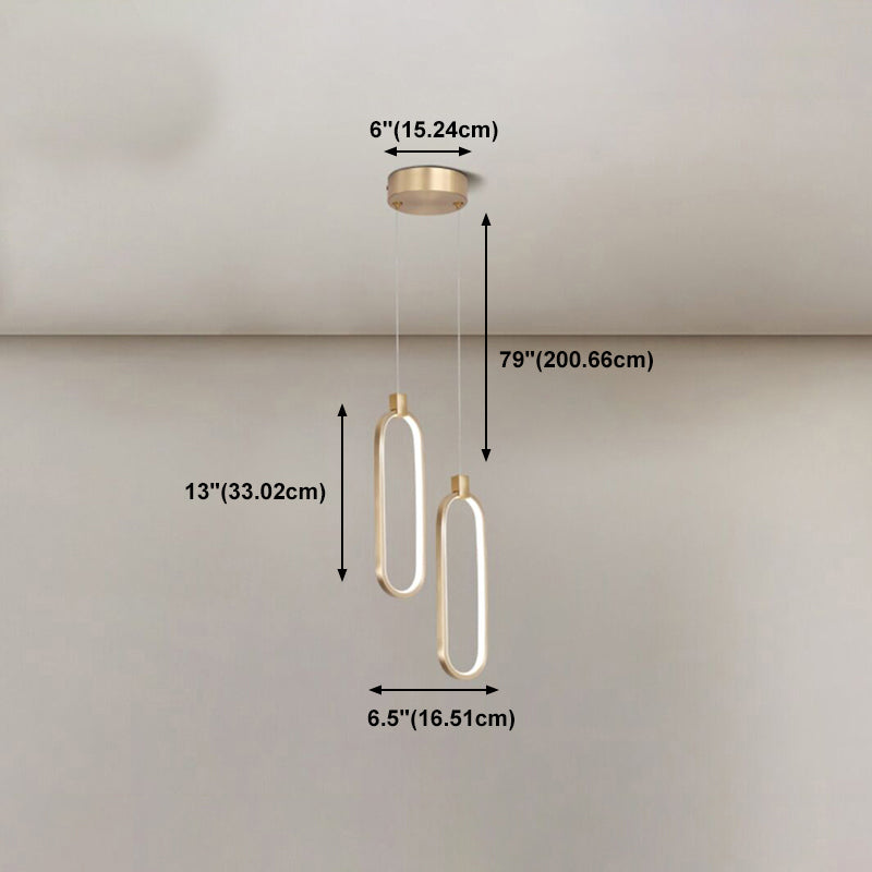 Gold linéaire suspendu luminaire simplicité LED PENDANT METAL LEAU POUR CHAMBRE