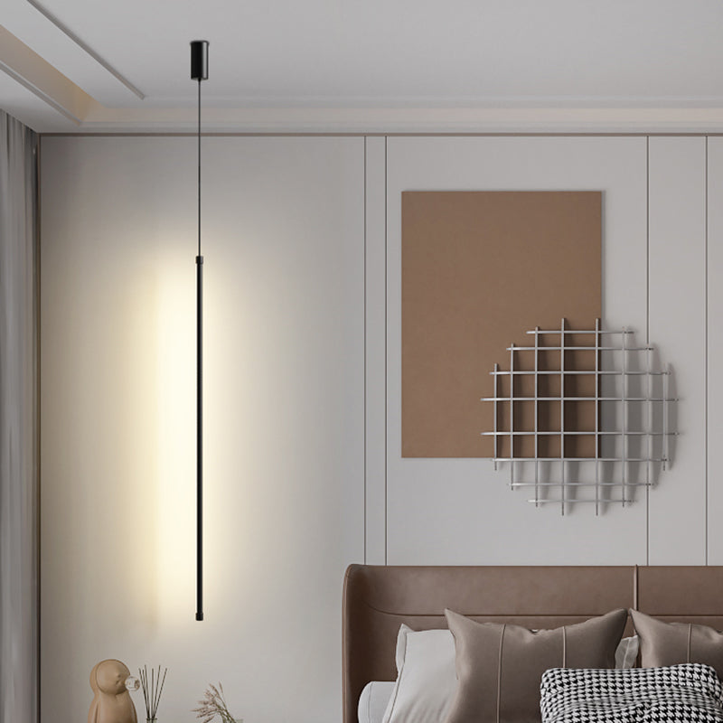Salon pendentif linéaire lampe en aluminium LED de suspension minimaliste en noir