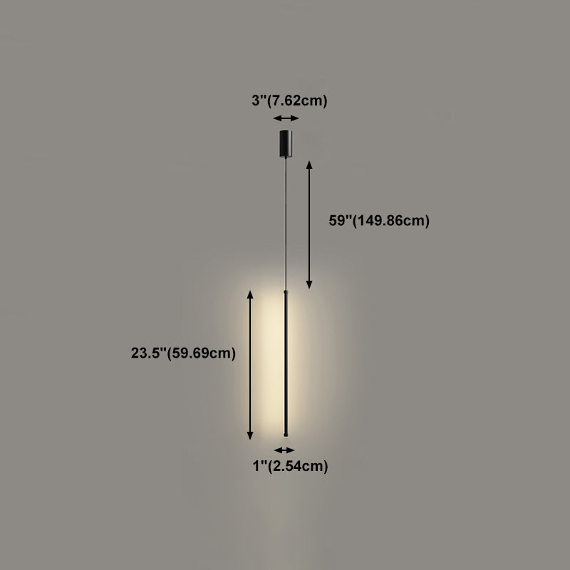 Salon pendentif linéaire lampe en aluminium LED de suspension minimaliste en noir