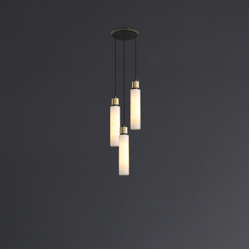 Éclairage de pendentif simple en marbre contemporain pour salle à manger cafée