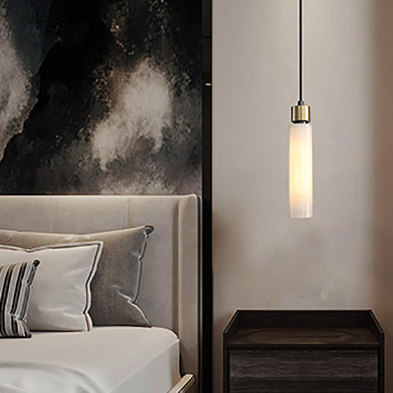 Éclairage de pendentif simple en marbre contemporain pour salle à manger cafée