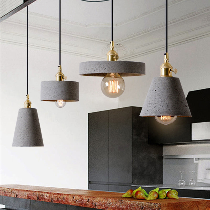 Lampe à suspension en forme de géométrique Nordique 1-Light Ciment Pendant Cternal Rotary Interrupteur