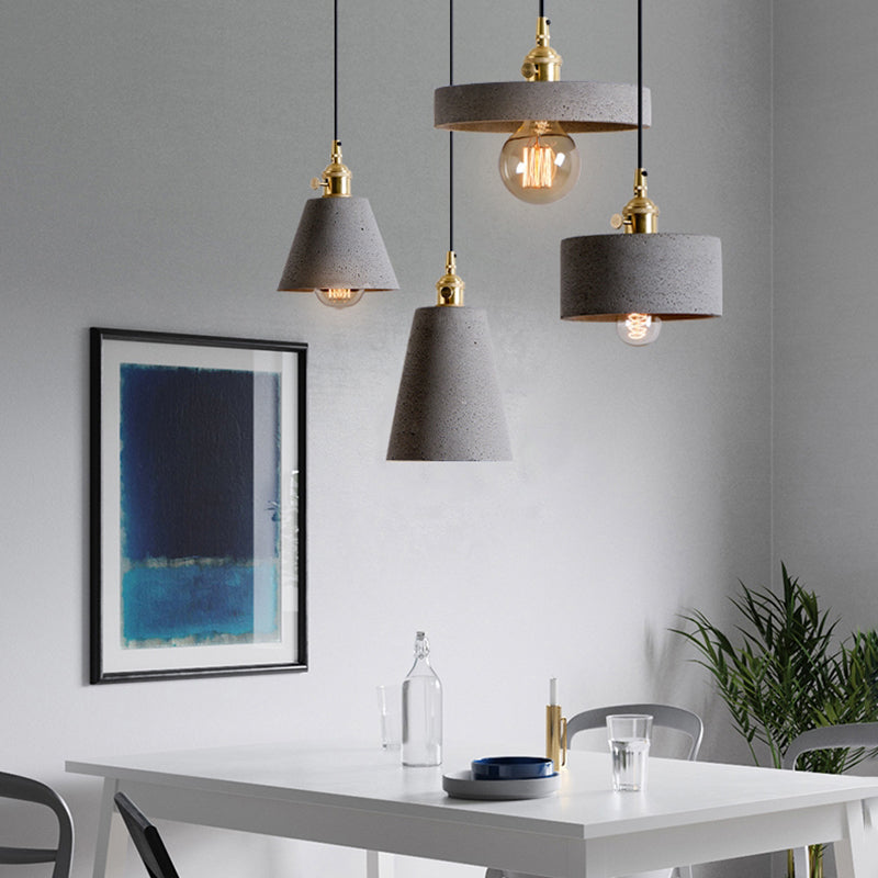 Lampe à suspension en forme de géométrique Nordique 1-Light Ciment Pendant Cternal Rotary Interrupteur