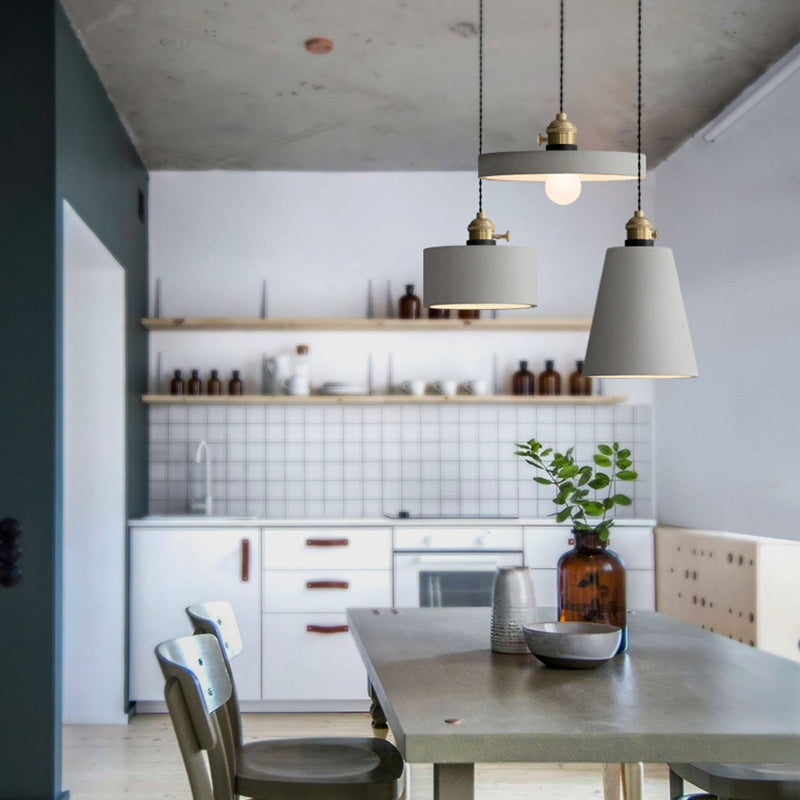 Lampe à suspension en forme de géométrique Nordique 1-Light Ciment Pendant Cternal Rotary Interrupteur