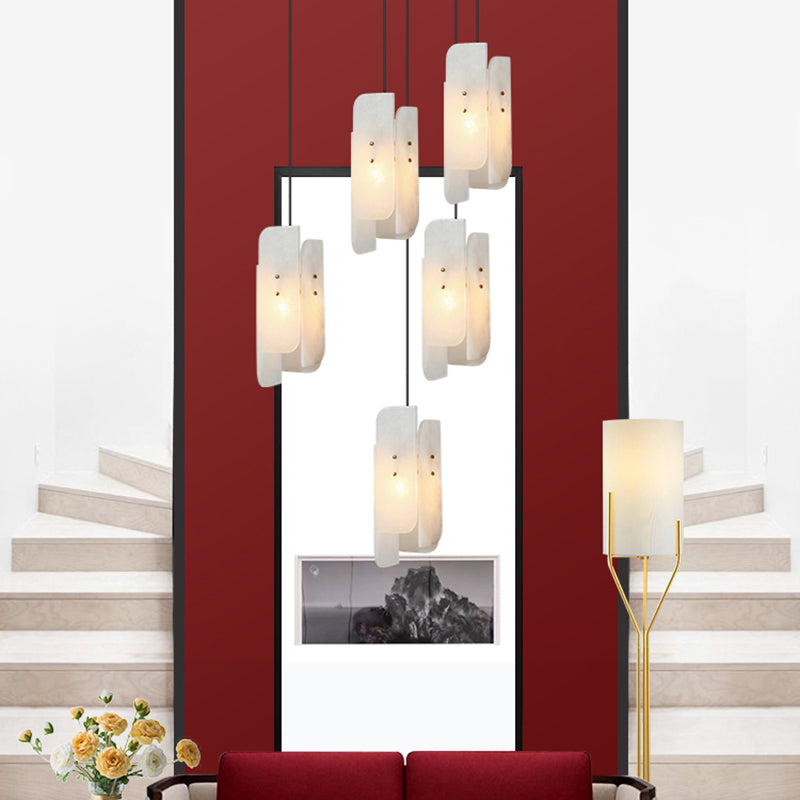 Petit pendentif suspendu en marbre Minimaliste de suspension blanche à 1 lumière Lumière pour chambre à coucher