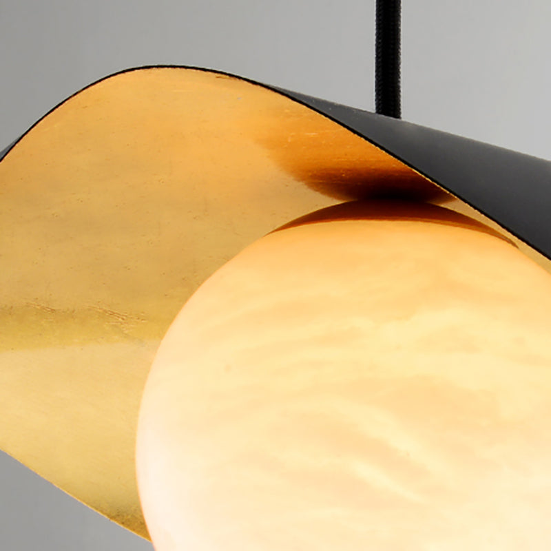 Éclairage de suspension en forme de feuille de lotus postmoderne Métal 1-Light Dining Room Hanging Light