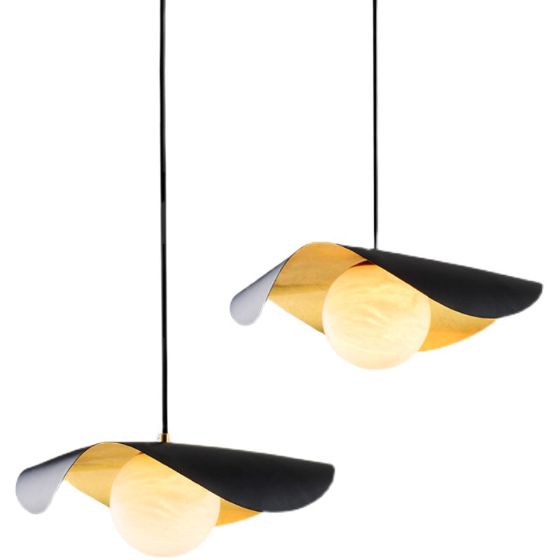 Éclairage de suspension en forme de feuille de lotus postmoderne Métal 1-Light Dining Room Hanging Light