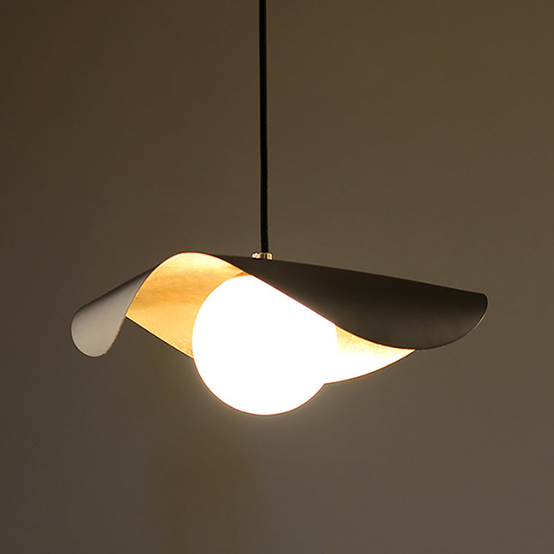 Éclairage de suspension en forme de feuille de lotus postmoderne Métal 1-Light Dining Room Hanging Light