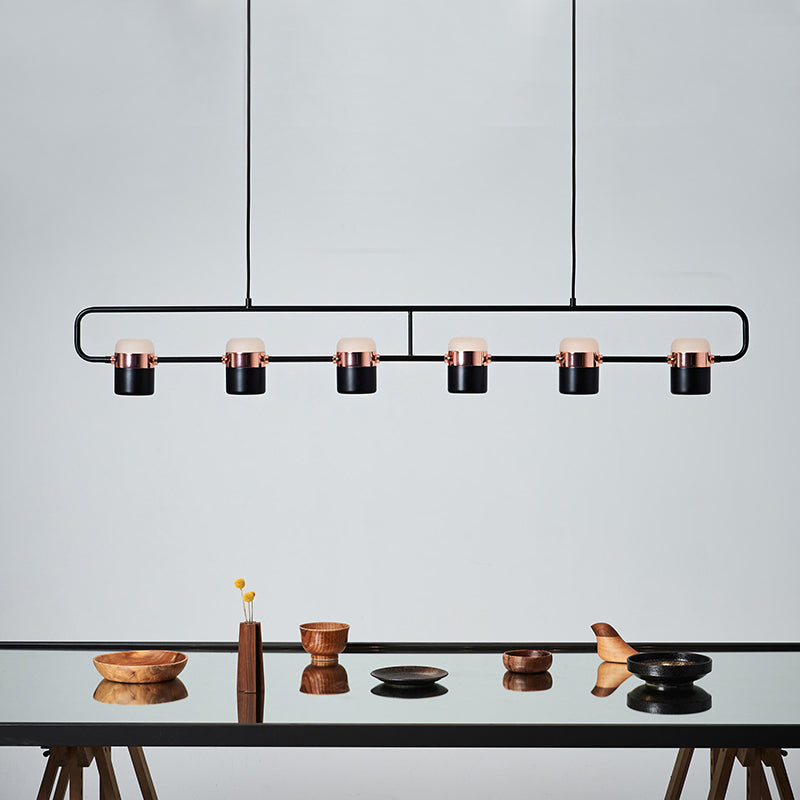 Modern Cylinder Island Light Fixture Multi-Head Restaurant Hanging Lamp with Acrylic Shade