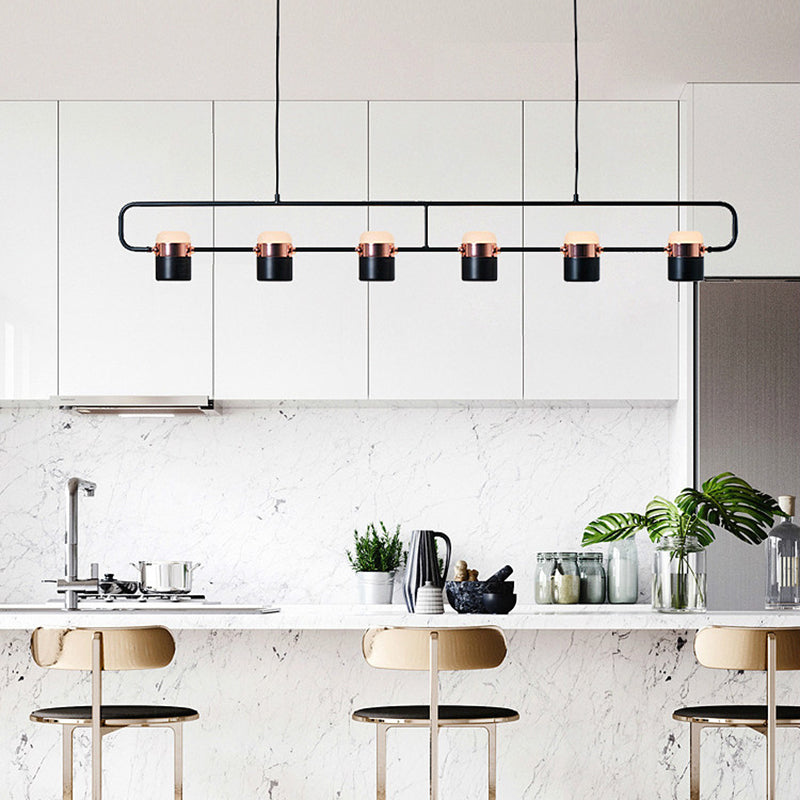 Modern Cylinder Island Light Fixture Multi-Head Restaurant Hanging Lamp with Acrylic Shade