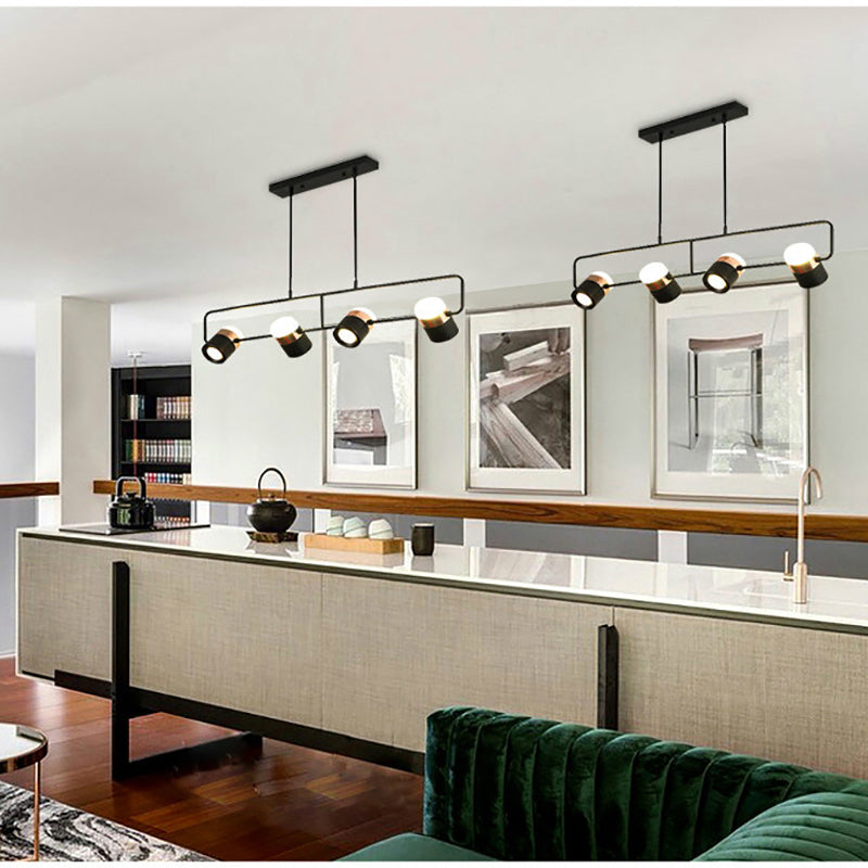 Modern Cylinder Island Light Fixture Multi-Head Restaurant Hanging Lamp with Acrylic Shade