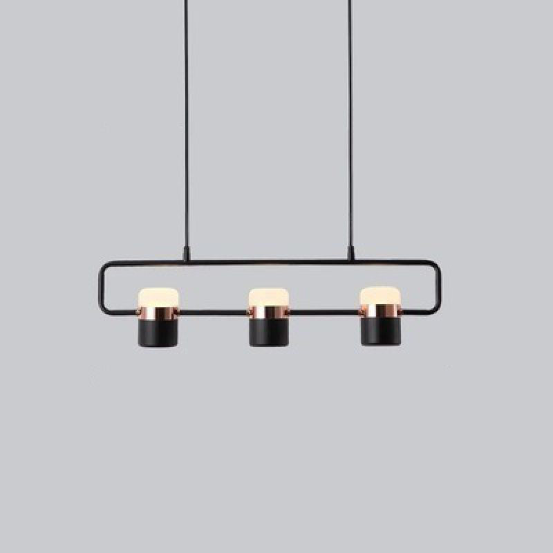 Modern Cylinder Island Light Fixture Multi-Head Restaurant Hanging Lamp with Acrylic Shade