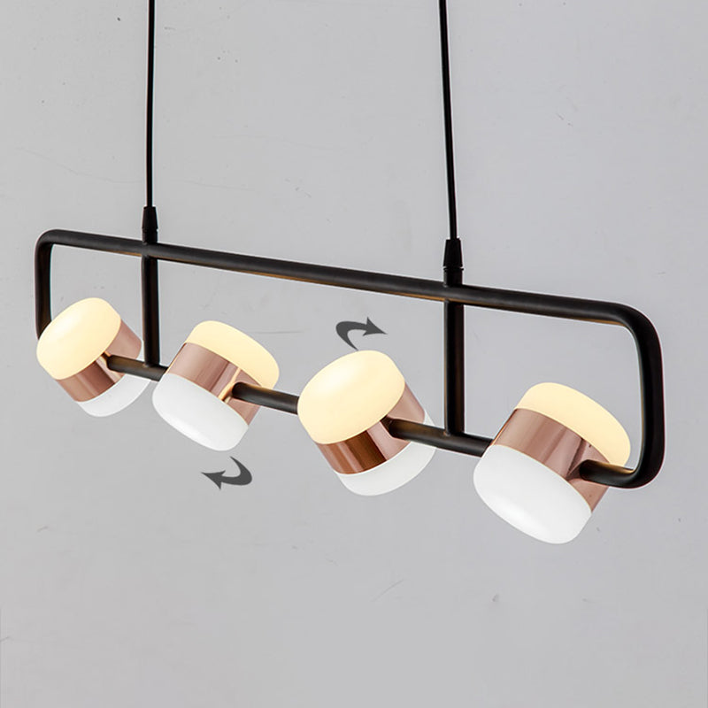 Modern Cylinder Island Light Fixture Multi-Head Restaurant Hanging Lamp with Acrylic Shade