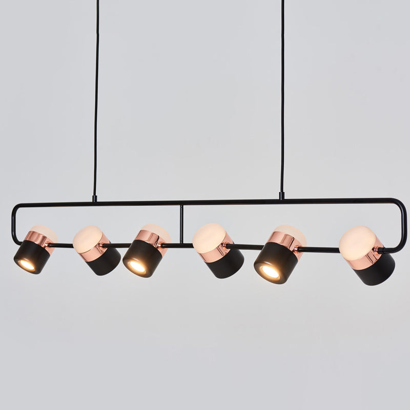 Modern Cylinder Island Light Fixture Multi-Head Restaurant Hanging Lamp with Acrylic Shade